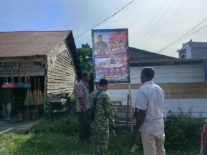 Spanduk Karhutla Dipasang di Keude Panga, Koramil 05/Panga Ajak Warga Waspada